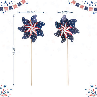 Glitzhome Patriotic Windmills 4th of July Yard Art