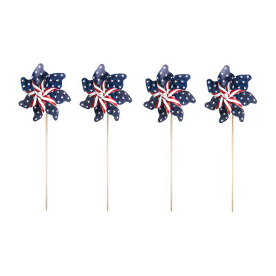 Glitzhome Patriotic Windmills 4-pc. Plastic Yard Stake