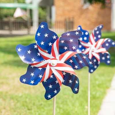 Glitzhome Patriotic Windmills 4-pc. Plastic Yard Stake