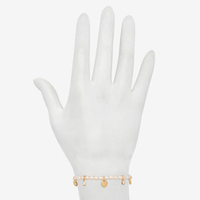 Bijoux Bar Delicates Gold Tone Womens Gold Tone Solid Link Butterfly Flower Heart Chain Bracelet