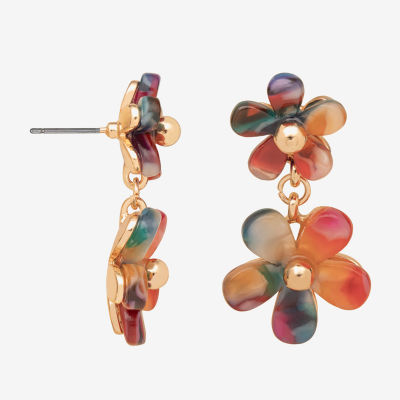 Bijoux Bar Delicates Gold Tone Flower Drop Earrings