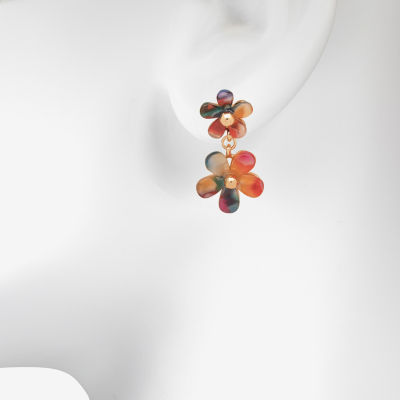 Bijoux Bar Delicates Gold Tone Flower Drop Earrings
