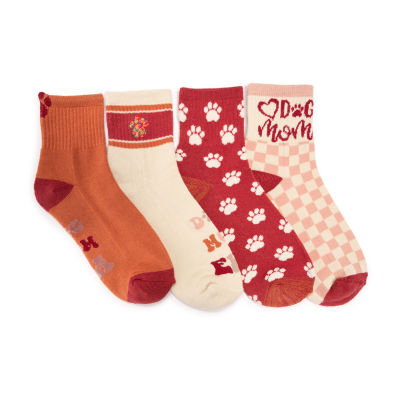 Muk Luks Womens 4 Pair Quarter Ankle Socks