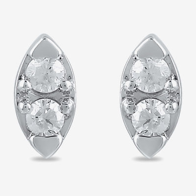 1/10 CT. T.W. Lab Grown White Diamond 10K White Gold 6mm Stud Earrings