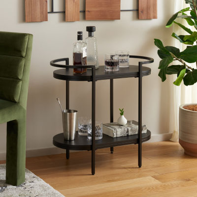 Inessa Glass-Top Serving Cart