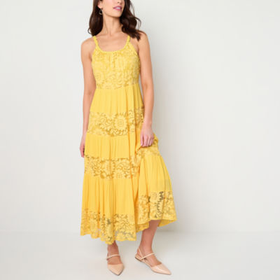 Women's Sleeveless Maxi Dress With Lace Straps | Square Neck Empire Waist A-Line Dress For Spring & Summer - View #10