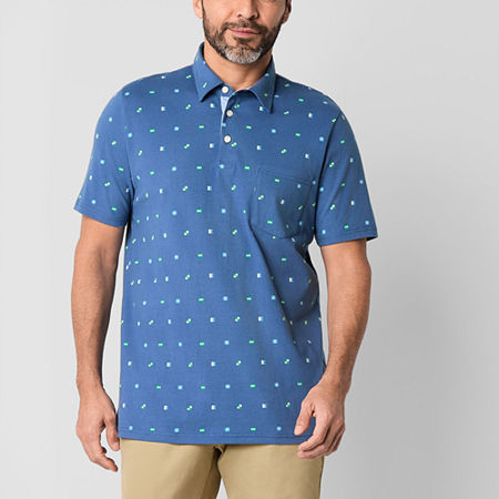St. John's Bay Sueded Jersey Mens Slim Fit Short Sleeve Pocket Polo Shirt, X-large, Blue