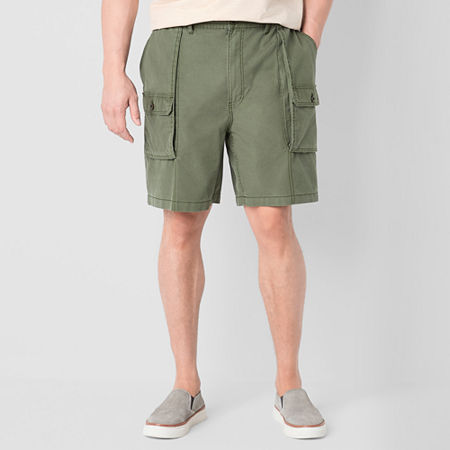 St. John's Bay Hiking 10" Mens Big and Tall Stretch Fabric Cargo Short, 52, Green