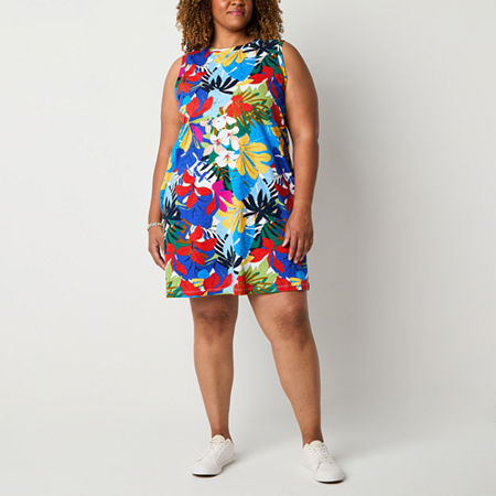 St. John's Bay Womens Sleeveless Shift Dress Plus, 2x, Multiple Colors
