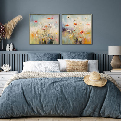 Streamline Art Blooms In The Meadow Ii Framed Canvas Art