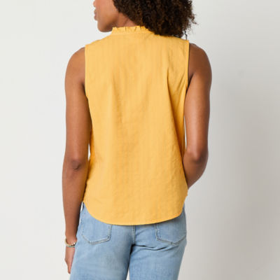 St. John's Bay Womens Split Crew Neck Sleeveless Blouse