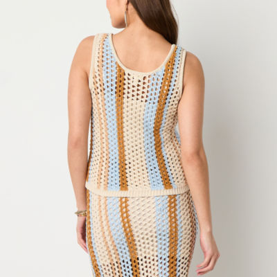 a.n.a Crochet Womens Scoop Neck Sleeveless Tank Top