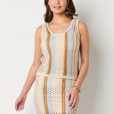 a.n.a Crochet Womens Scoop Neck Sleeveless Tank Top