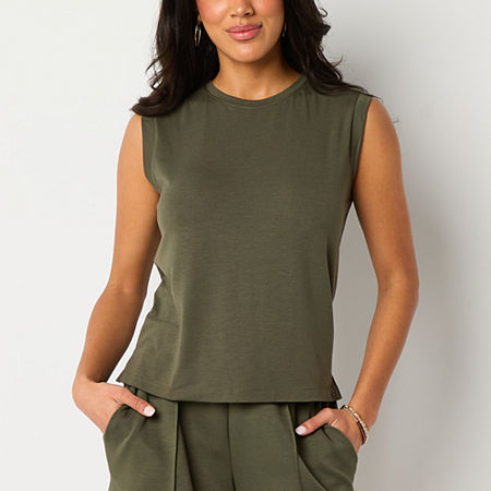Stylus Womens Crew Neck Sleeveless T-Shirt, X-large, Green