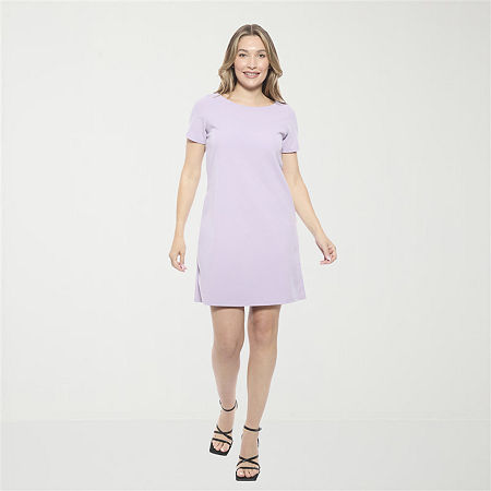 24seven Comfort Apparel Womens Round Neck Short Sleeve Shift Dress