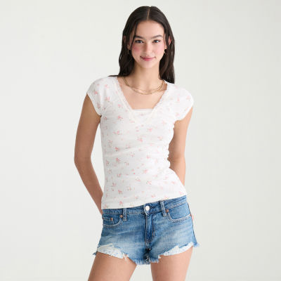 AEROPOSTALE Womens Juniors V Neck Short Sleeve T-Shirt