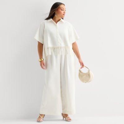 Worthington Womens Plus Short Sleeve Regular Fit Button-Down Shirt