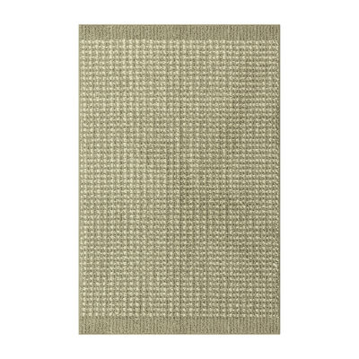 Maples Banded Grid Gray Indoor Rectangular Accent Rug