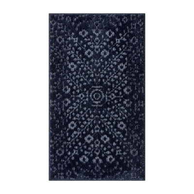 Maples Mono Navy Indoor Rectangular Accent Rug