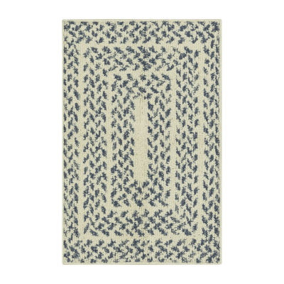 Maples Blue Braided Squares Indoor Rectangular Accent Rug