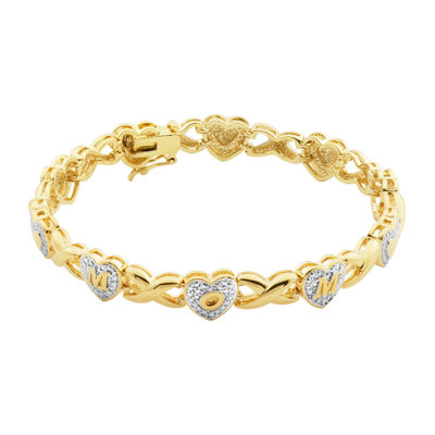 Sparkle Allure Mom Diamond Accent 18K Gold Over Brass 7.25 Inch Heart Tennis Bracelet