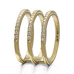 Cubic Zirconia Triple-Row 14K Yellow Gold Over Silver Ring