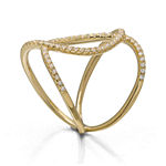 Cubic Zirconia Double-Loop 14K Yellow Gold Over Silver Ring