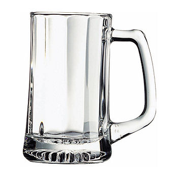 Fleur De Lis Beer Mug Set, Set of 4 Clear Glass Etched Mugs