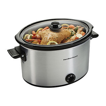 Hamilton Beach 4-Quart Silver/Black Oval Slow Cooker in the Slow Cookers  department at