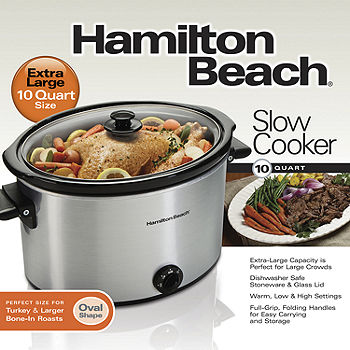 Hamilton Beach Slow Cooker, 10 Quart Capacity, Extra-Large, Removable  Crock, Silver, 33190 