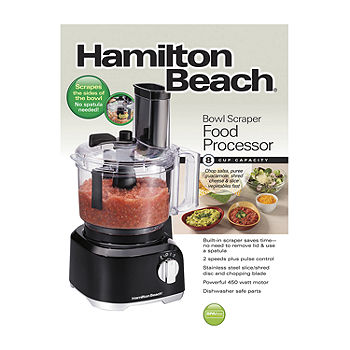 Hamilton Beach Bowl Scraper 8 Cup Food Processor | Model#70743, Black