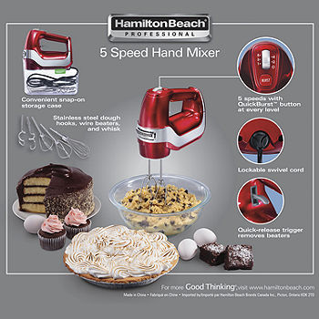 Hamilton Beach 6 Speed Hand Mixer, Quick Burst, Storage Case, New