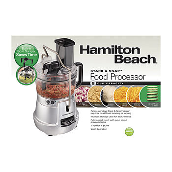 Hamilton Beach Stack & Snap Food Processor 8-Cup with Built-in Bowl Scraper - Silver