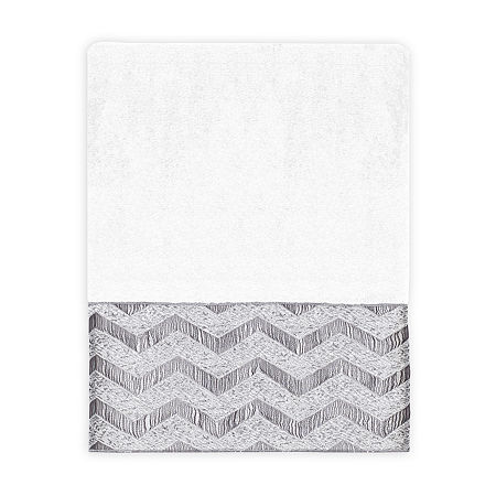 Avanti Chevron Galaxy Bordered Bath Towel, One Size, White