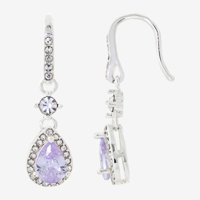 Sparkle Allure Cubic Zirconia Pure Silver Over Brass Drop Earrings