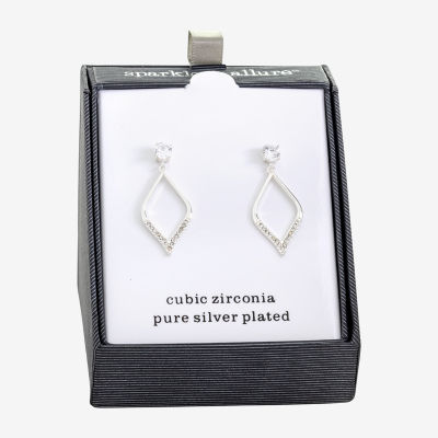 Sparkle Allure Womens Cubic Zirconia Pure Silver Over Brass Drop Earrings