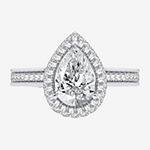 Signature By Modern Bride Womens 2 1/4 CT. T.W. Lab Grown White Diamond 14K White Gold Pear Halo Engagement Ring