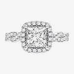 Signature By Modern Bride Womens 1 7/8 CT. T.W. Lab Grown White Diamond 14K White Gold Cushion Halo Engagement Ring