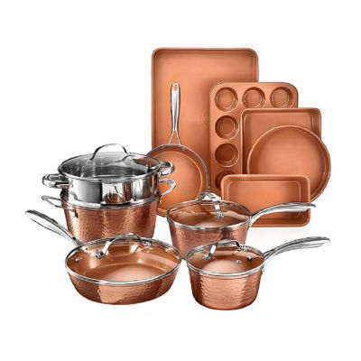 Gotham Steel Hammered Copper 15pc Nonstick Cookware and Bakeware Set, Color Copper JCPenney