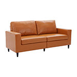 Modern Faux Leather Track-Arm Sofa