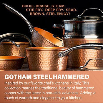 Gotham Steel Copper Cast Textured 8 Piece Cookware Set with 2