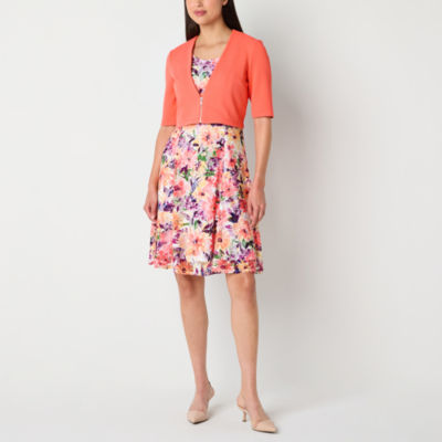 Perceptions Womens Floral Jacket Dress Petite, Color: Coral JCPenney