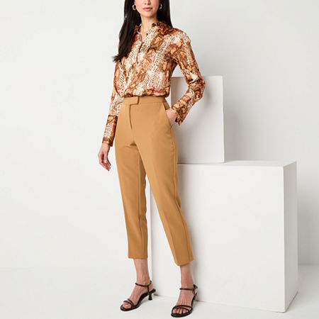 Worthington Womens Ankle Tall Ankle Pant, 20 Tall, Brown