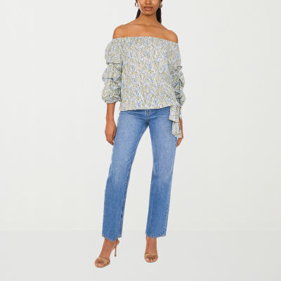 Sam And Jess Womens Off Shoulder Balloon Sleeve Blouse