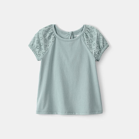 Oshkosh Toddler Girls Round Neck Short Sleeve T-Shirt, 2t, Green