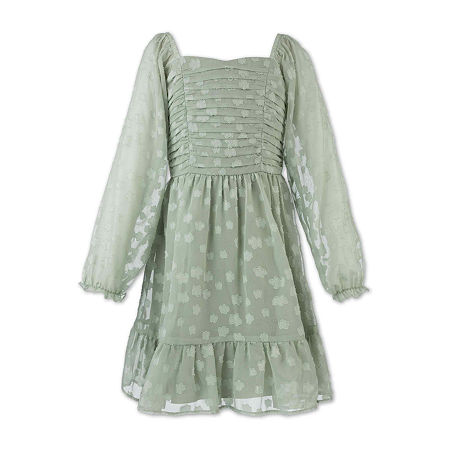 Speechless Big Kid Girls Plus Long Sleeve A-line Dress In Green