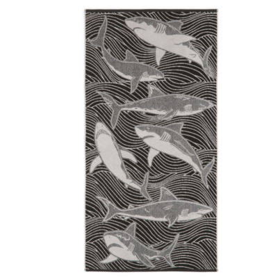 Outdoor Oasis Shark Jacquard Beach Towel