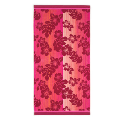 Outdoor Oasis Tropical Floral Jacquard Beach Towel