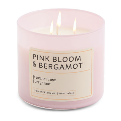 Distant Lands 14oz Pink Bloom Bergamot 3-Wick Scented Jar Candle