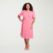 Marc New York Womens Midi V Neck Sleeveless Fit + Flare Dress, Color: Black  - JCPenney